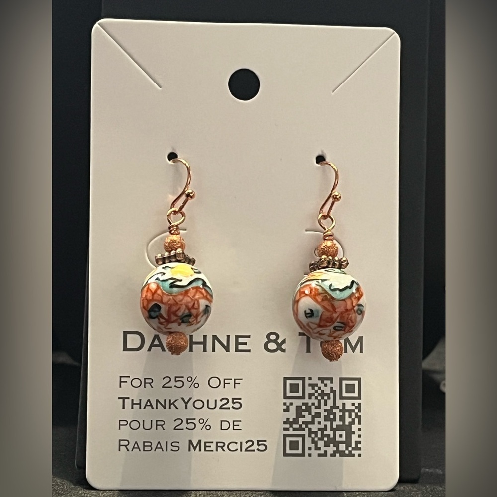 Hand painted Ceramic Dragons Earrings